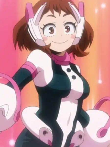 Ochaco Uraraka con il costume da eroina in My Hero Academia
