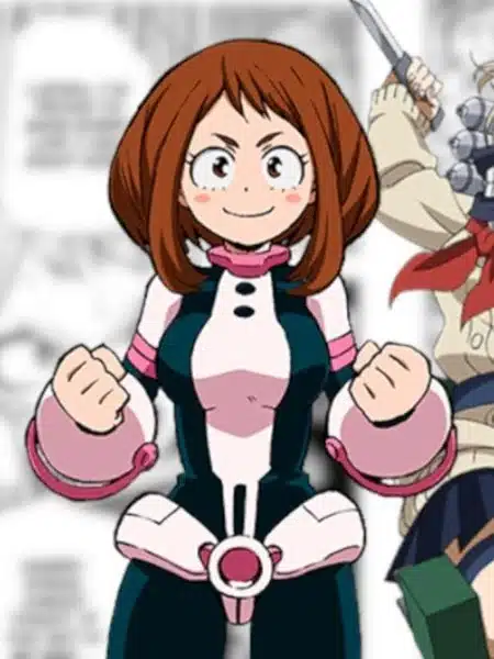 Ochaco Uraraka con il costume da eroina in My Hero Academia