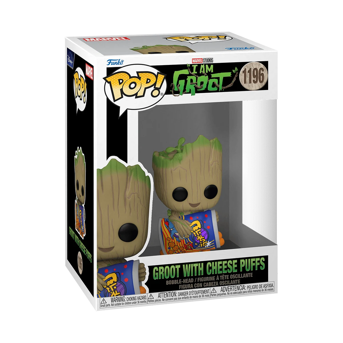 Funko Pop Groot con Cheese Puffs I Am Groot #1196 con scatola
