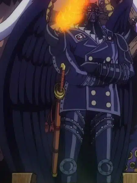 King con ali nere e fiamma in One Piece
