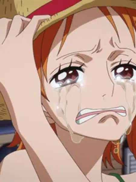 Nami in lacrime in una scena dell'anime One Piece