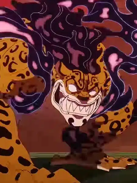 Rob Lucci in forma ibrida uomo-leopardo in One Piece