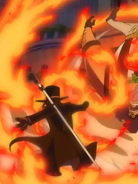 Sabo usa il potere del fuoco in One Piece