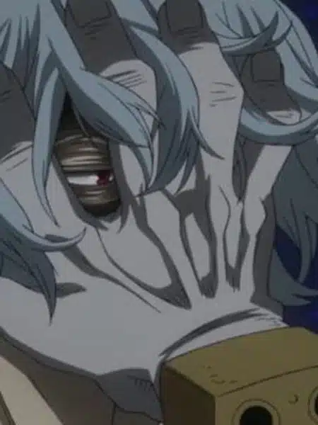 Tomura Shigaraki con le mani sul volto in My Hero Academia