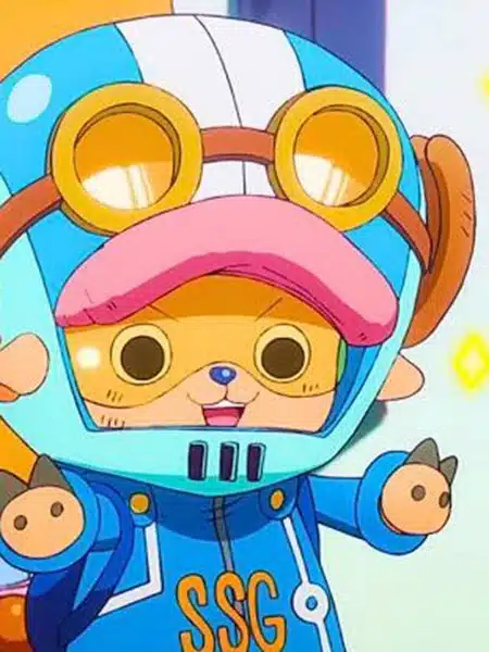 Chopper con casco azzurro e giacca blu a Egghead