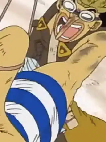 Usopp con berretto verde e occhiali in One Piece